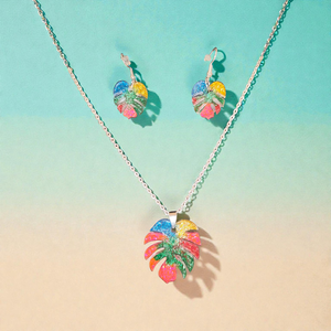 Színes falevél nyaklánc és fülbevaló szett , Ékszer, Ékszerszett, Mindenmás, MESKA