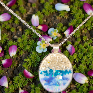 Kék virágos nyaklánc  - Meska.hu