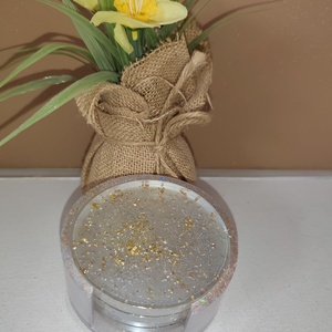 Pohár alátét 4db+tartó - otthon & életmód - konyhafelszerelés, tálalás - tálalás - tányér- és poháralátét - Meska.hu