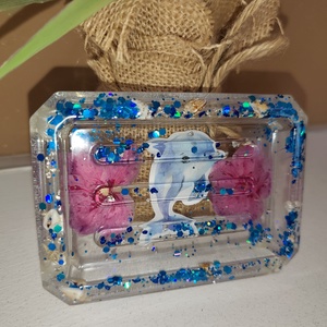 Delfines szárított virágos szappan tartó - otthon & életmód - fürdőszoba - szappantartó - Meska.hu