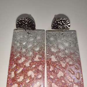 Ezüst rózsaszín csillogó fülbevaló  - ékszer - fülbevaló - lógó fülbevaló - Meska.hu