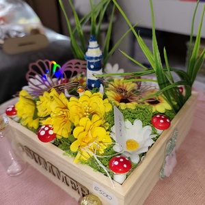 Tavaszi, nyári asztali dísz, led-es világító fa box, Otthon & Életmód, Dekoráció, Asztal és polc dekoráció, Asztaldísz, Mindenmás, MESKA