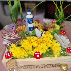 Tavaszi, nyári asztali dísz, led-es világító fa box - otthon & életmód - dekoráció - asztal és polc dekoráció - asztaldísz - Meska.hu