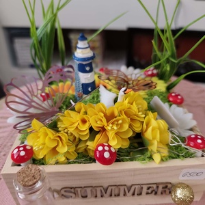 Tavaszi, nyári asztali dísz, led-es világító fa box - otthon & életmód - dekoráció - asztal és polc dekoráció - asztaldísz - Meska.hu