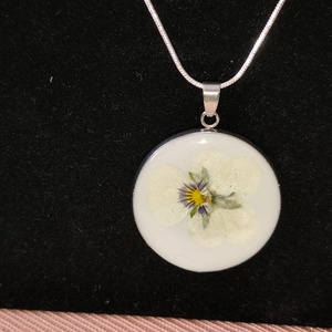 Szárított fehér virágos nyaklánc, Ékszer, Nyaklánc, Medálos nyaklánc, Mindenmás, MESKA