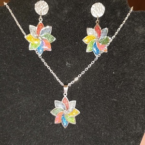 szivárvány virág ékszerszett - ékszer - ékszerszett - Meska.hu