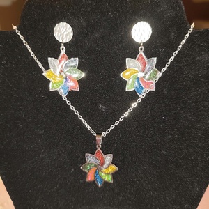 szivárvány virág ékszerszett, Ékszer, Ékszerszett, Mindenmás, MESKA