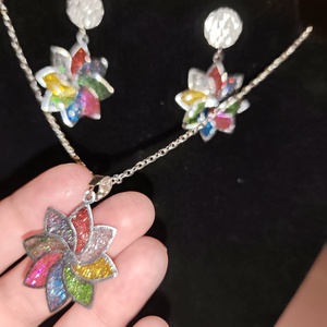 szivárvány virág ékszerszett - ékszer - ékszerszett - Meska.hu