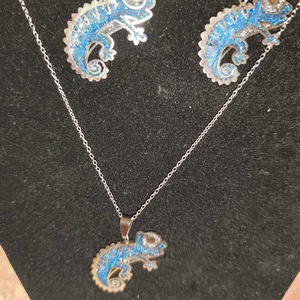 Kék kaméleonos ékszerszett - ékszer - ékszerszett - Meska.hu