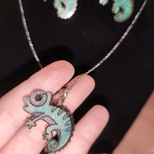 Türkíz színű kaméleon ékszerszett - ékszer - ékszerszett - Meska.hu