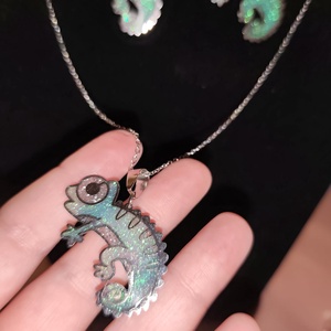 Türkíz színű kaméleon ékszerszett - ékszer - ékszerszett - Meska.hu