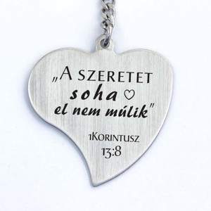 1Korintusz 13:8 acél medálos kulcstartó, Táska & Tok, Kulcstartó & Táskadísz, Kulcstartó, , MESKA