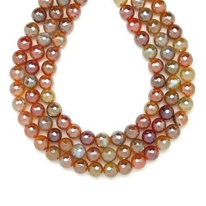 Achát fazettált aura sárga szürke golyó 8mm  ékszerkészítő alapanyag (füzér), Kellékek & szerszámok, Ásvány alapanyag, Ásványfüzér, , MESKA