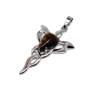 Csepp medál fém trefoil Tigrisszem 2,5x4cm, Ékszer, Nyaklánc, Medál, , MESKA