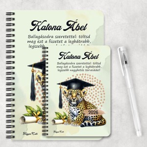 Személyre szabható - 2026 Ballagás - Leopárd mintás füzet - otthon & életmód - papír, írószer - jegyzetfüzet & napló - Meska.hu