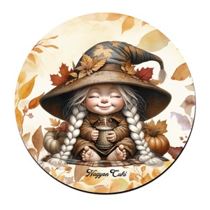 6 db cuki őszi manó lány kör alakú alátét szett (#89) -  - Meska.hu