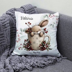 Névvel kérhető - Cuki téli nyuszi bögrében mintás párna - otthon & életmód - konyhafelszerelés, tálalás - tálalás - bögre & csésze - Meska.hu