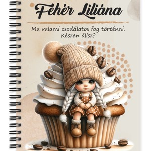 Személyre szabható - Muffin kávés manó lány mintás A6-os füzet, Otthon & Életmód, Papír, írószer, Jegyzetfüzet & Napló, , MESKA