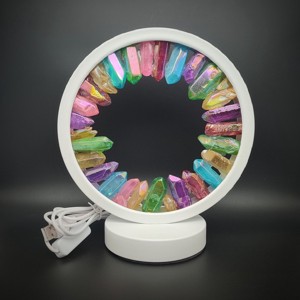 Aura kvarccsúcs nyers kör ásvány hangulatlámpa 21�18 cm, Kellékek & szerszámok, Ásvány alapanyag, , MESKA