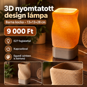 3D nyomtatott barna kocka design lámpa � E27, Otthon & Életmód, Lámpa, Asztali lámpa, Mindenmás, MESKA