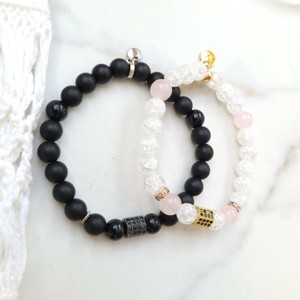 LUXURY black és gold cirkónia pároskarkötő, Ékszer, Karkötő, Gyöngyös karkötő, Ékszerkészítés, MESKA