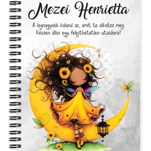 Személyre szabható - Cuki Napraforgós tündérlány lámpással mintás A6-os füzet, Otthon & Életmód, Papír, írószer, Jegyzetfüzet & Napló, , MESKA