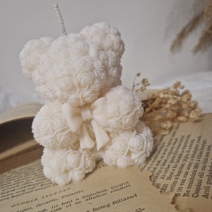 Rose bear candle - esküvő - dekoráció - gyertya & gyertyatartó - Meska.hu