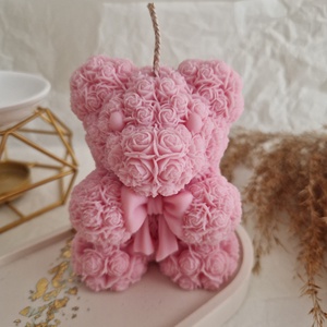 Rose bear candle - esküvő - dekoráció - gyertya & gyertyatartó - Meska.hu