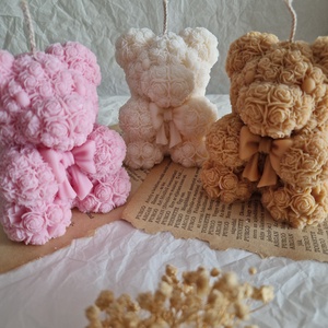 Rose bear candle - Meska.hu