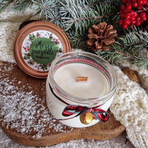 Mézes puszedli illatgyertya, Karácsony, Karácsonyi lakásdekoráció, Karácsonyi illatgyertya, mécses, Gyertya-, mécseskészítés, MESKA