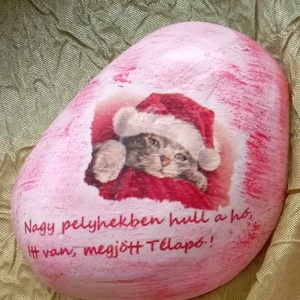 Mikuláskő, Karácsony, Mikulás, Mikulás ajándékok, Decoupage, transzfer és szalvétatechnika, MESKA
