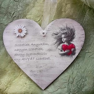 anyák napi szív, Otthon & Életmód, Dekoráció, Ajtó- és ablak dekoráció, Ablakdísz, Decoupage, transzfer és szalvétatechnika, MESKA