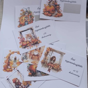 őszi kaparós kártyák - otthon & életmód - papír, írószer - ajándékozás kellékei - ajándék sorsjegy - Meska.hu