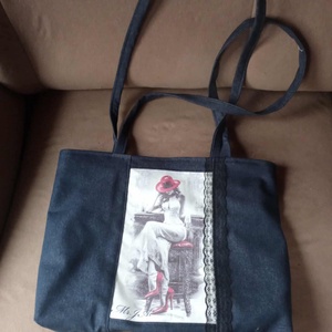  nőcis farmertáska - táska & tok - bevásárlás & shopper táska - shopper, textiltáska, szatyor - Meska.hu