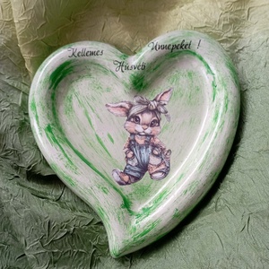 szíves tálka - ünnepi díszek, dekorációk - húsvéti díszek és dekorációk - húsvéti asztaldíszek - Meska.hu