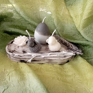 húsvéti gyertyatál, Ünnepi díszek, dekorációk, Húsvéti díszek és dekorációk, Húsvéti asztaldíszek, Gyertya-, mécseskészítés, MESKA