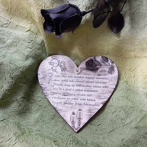 Szív a temetőbe5, Otthon & Életmód, Vallás, Temetkezési tárgy, Sírtábla, Decoupage, transzfer és szalvétatechnika, MESKA