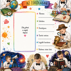 Egyedi Első nap az iskolában emléklap � saját fotóval - Meska.hu