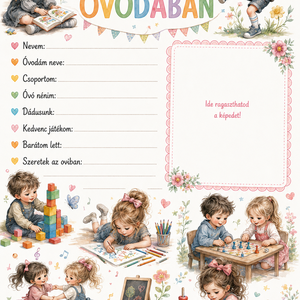 Első nap az óvodában � A4 emléklap - Meska.hu