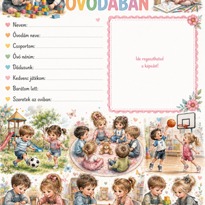 Első nap az óvodában � A4 emléklap - baba - mama - babaemlékek - baba emlékőrző - Meska.hu