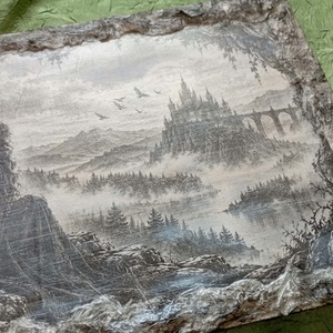 � Ködbe vesző kastély � 3D hatású, gótikus fantasy falikép - otthon & életmód - dekoráció - kép & falikép - fából készült kép - Meska.hu