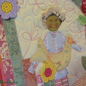 Kislány madárral (quilt-kép) - Meska.hu