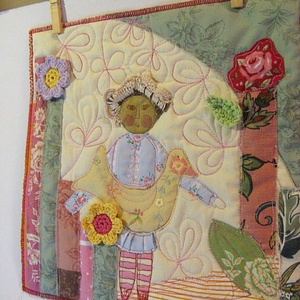 Kislány madárral (quilt-kép) -  - Meska.hu