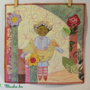 Kislány madárral (quilt-kép) -  - Meska.hu