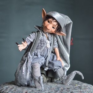 Ezüst díszítésű nagy kobold figura, JOACHIM porcelán BJD  fiú baba -  - Meska.hu