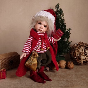 Karácsonyi manócska: TICIÁN - porcelán, mozgatható - karácsony - karácsonyi lakásdekoráció - karácsonyi manók, figurák - Meska.hu