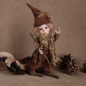 Horgász manó: DENTON - porcelán, mozgatható  - Meska.hu