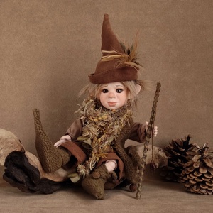 Horgász manó: DENTON - porcelán, mozgatható , Otthon & Életmód, Dekoráció, Manók, Baba-és bábkészítés, Szobrászat, MESKA