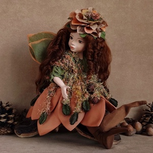 ABELINA - bűbájos nagy porcelán tündér, mozgatható - Meska.hu