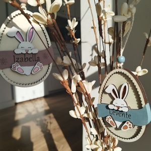Egyedi névre szóló húsvéti dísz, Ünnepi díszek, dekorációk, Húsvéti díszek és dekorációk, Húsvéti tojásfadíszek, Gravírozás, pirográfia, Festett tárgyak, MESKA